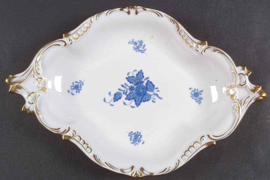 Chinese Bouquet Blue (AB) 14" Rococco Dish by Herend-1