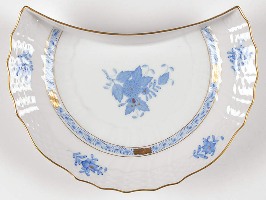 Chinese Bouquet Blue (AB) Crescent Salad Plate by Herend-1