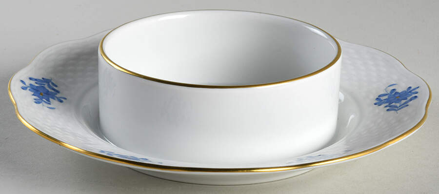 Chinese Bouquet Blue (AB) Round Butter No Lid by Herend-1