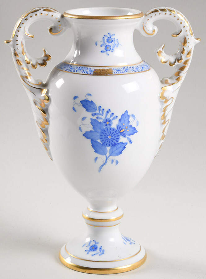 Chinese Bouquet Blue (AB) Footed Urn No Lid by Herend-1