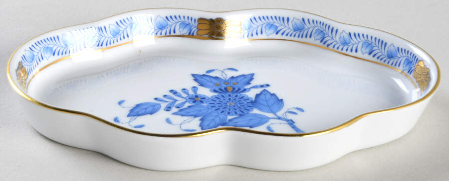 Chinese Bouquet Blue (AB) 5" Scalloped Tray by Herend-1