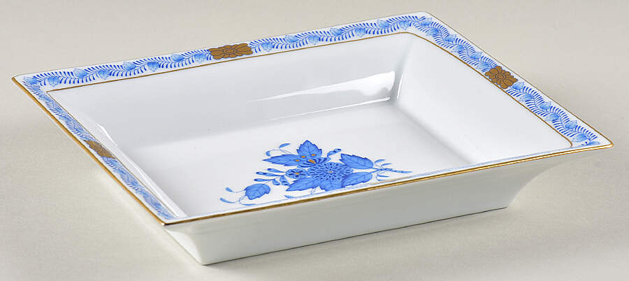 Chinese Bouquet Blue (AB) Jewelry Dish by Herend-1