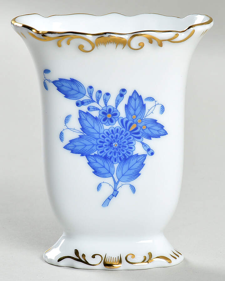 Chinese Bouquet Blue (AB) 3" Oval Vase by Herend-1