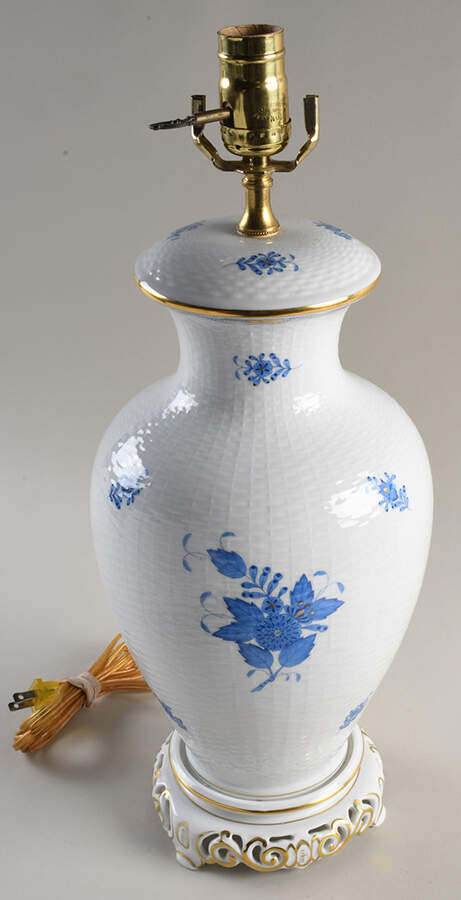 Chinese Bouquet Blue (AB) 19" Electric Lamp No Shade by Herend-1