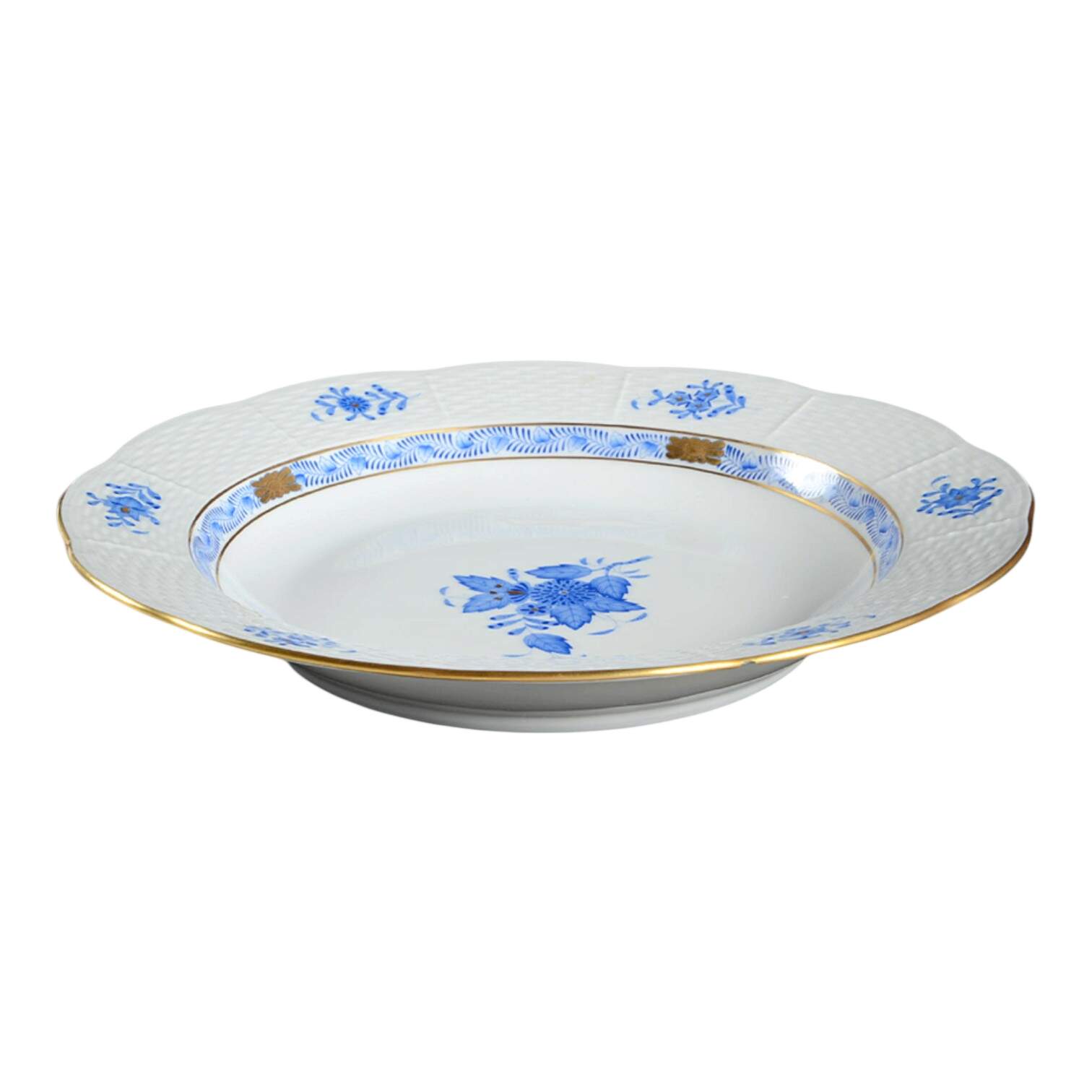 Chinese Bouquet Blue (AB) Large Rim Soup Bowl by Herend-1