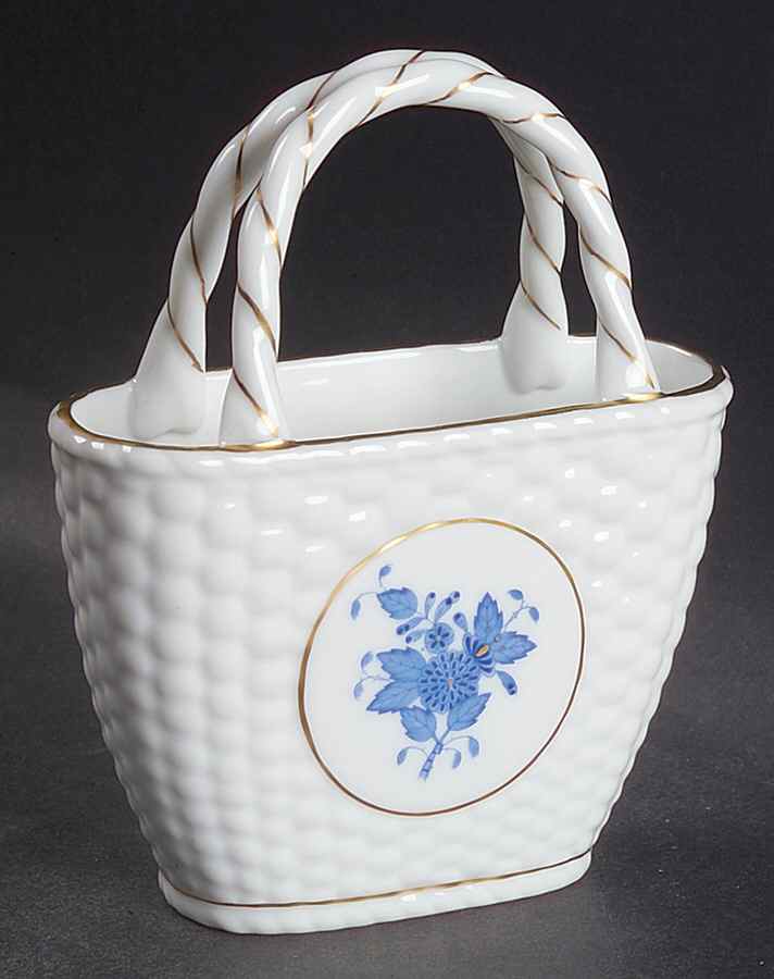 Chinese Bouquet Blue (AB) Small Basket by Herend-1