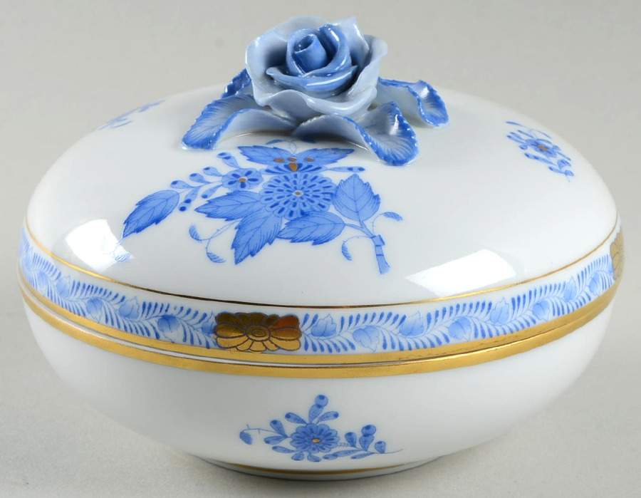 Chinese Bouquet Blue (AB) Bon Bon & Lid by Herend-1