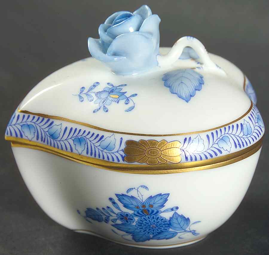 Chinese Bouquet Blue (AB) Bon Bon & Lid by Herend-1