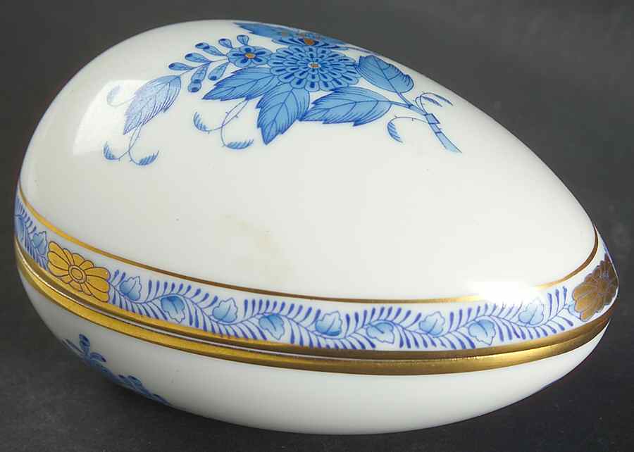 Chinese Bouquet Blue (AB) Egg Box & Lid by Herend-1