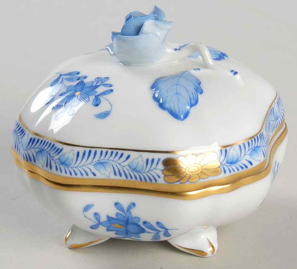 Chinese Bouquet Blue (AB) Bon Bon & Lid by Herend-1