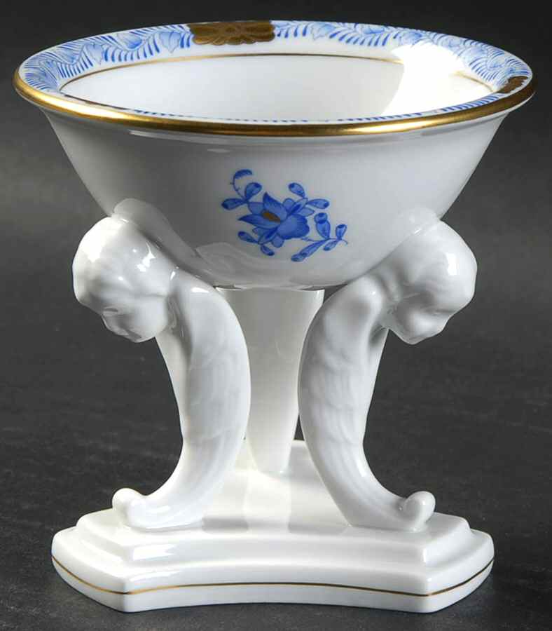 Chinese Bouquet Blue (AB) Bonbonniere with Triangle Base & Faces by Herend-1