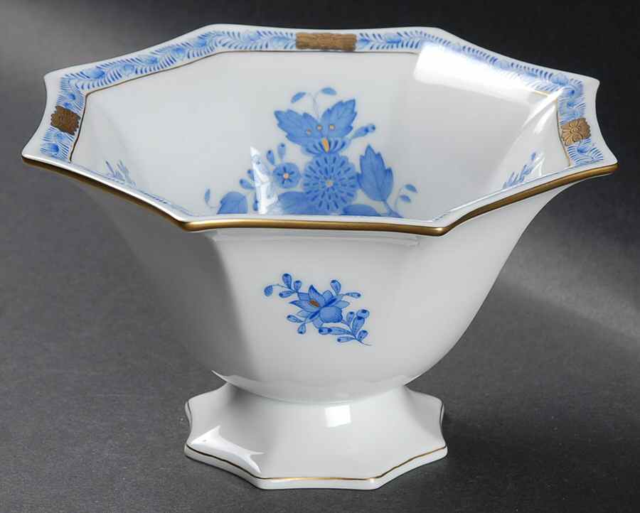 Chinese Bouquet Blue (AB) Small Octagonal Bowl by Herend-1