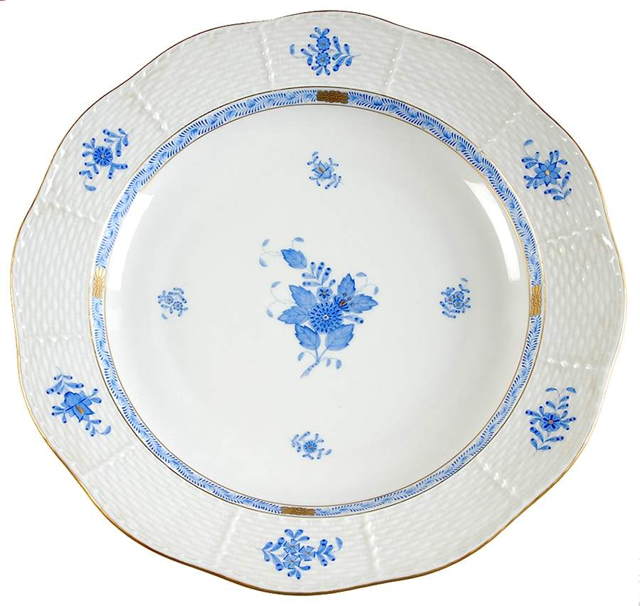 Chinese Bouquet Blue (AB) 12" Chop Plate (Round Platter) by Herend-1