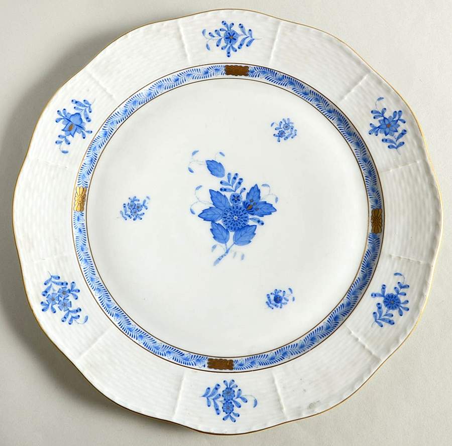 Chinese Bouquet Blue (AB) 11" Chop Plate (Round Platter) by Herend-1