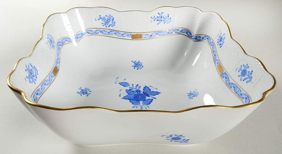 Chinese Bouquet Blue (AB) 10" Square Salad Serving Bowl by Herend-1