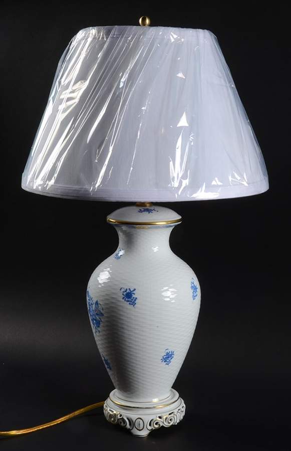 Chinese Bouquet Blue (AB) 19" Electric Lamp & Shade by Herend-1