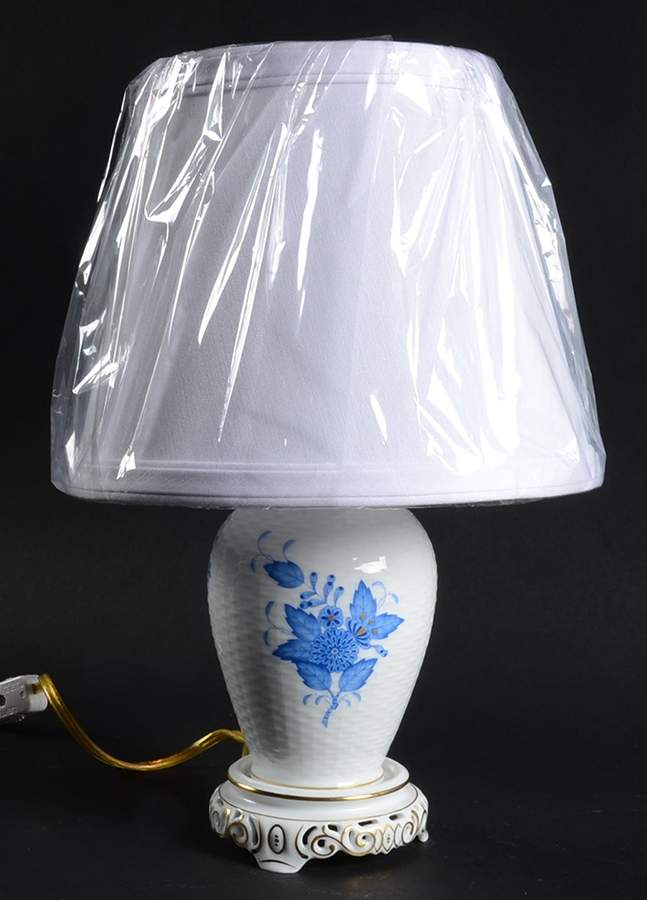 Chinese Bouquet Blue (AB) 10" Electric Lamp & Shade by Herend-1