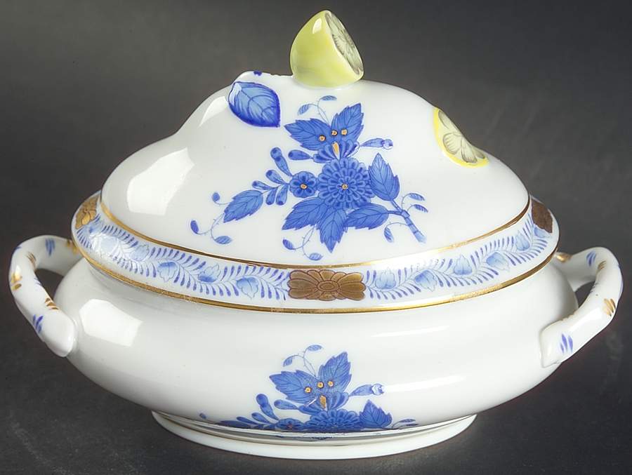 Chinese Bouquet Blue (AB) Mini Tureen & Lid by Herend-1