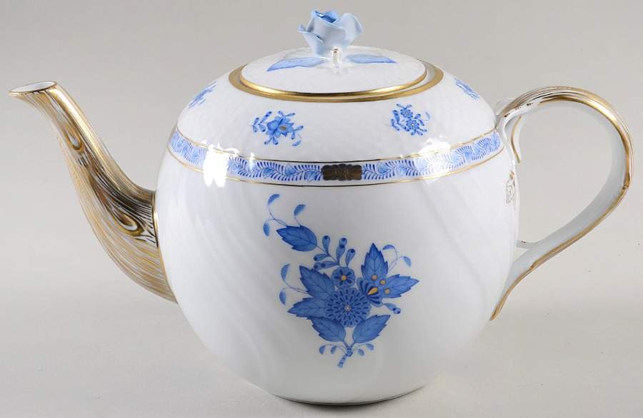 Chinese Bouquet Blue (AB) Teapot & Lid by Herend-1