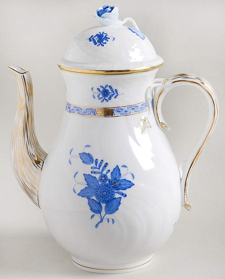 Chinese Bouquet Blue (AB) Coffee Pot & Lid by Herend-1