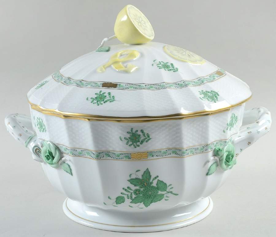Chinese Bouquet Green (AV) 4 Qt Round Tureen & Lid by Herend-1