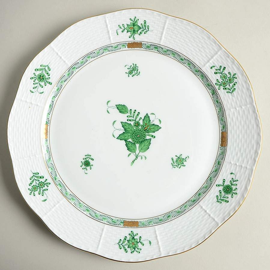 Chinese Bouquet Green (AV) 11" Chop Plate (Round Platter) by Herend-1
