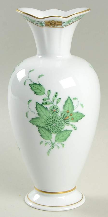 Chinese Bouquet Green (AV) Oval Opening Vase by Herend-1