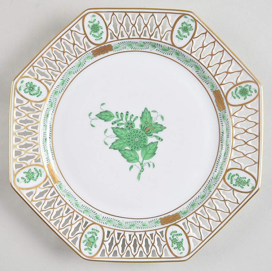 Chinese Bouquet Green (AV) Octagonal Dessert Plate by Herend-1