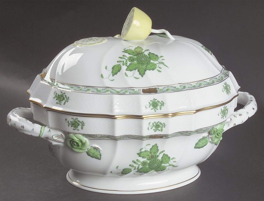 Chinese Bouquet Green (AV) Tureen & Lid by Herend-1
