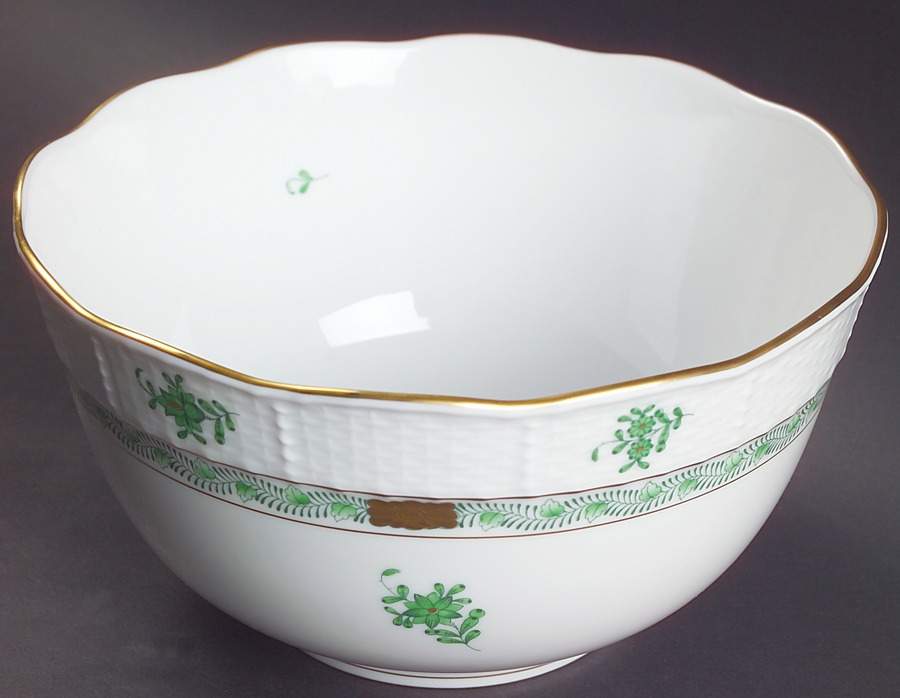 Chinese Bouquet Green (AV) 7" Round Vegetable Bowl by Herend-1