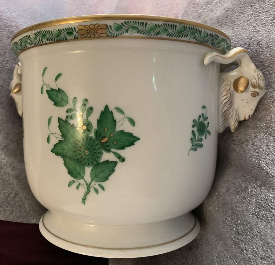 Chinese Bouquet Green (AV) 6" Cachepot by Herend-1