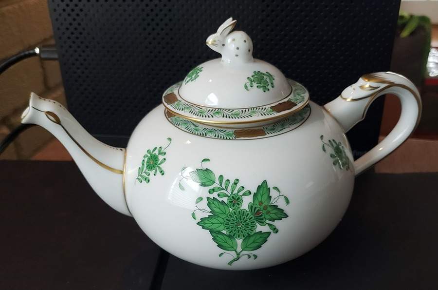 Chinese Bouquet Green (AV) Small Teapot & Lid by Herend-1