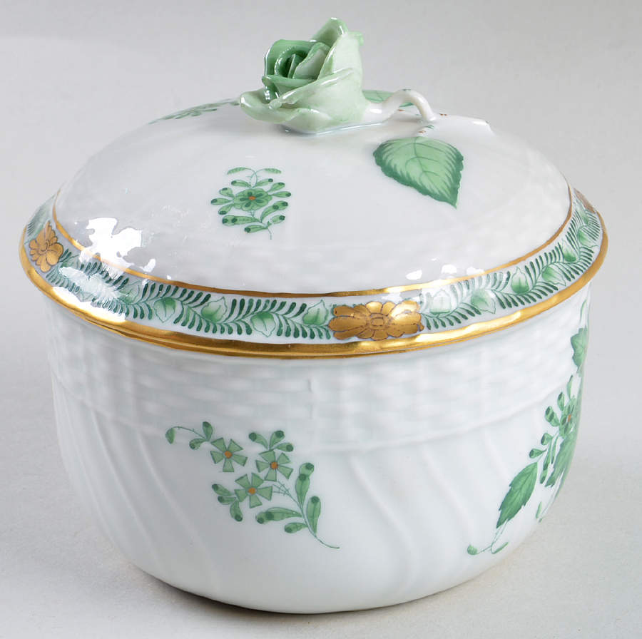 Chinese Bouquet Green (AV) Sugar Bowl & Lid by Herend-1