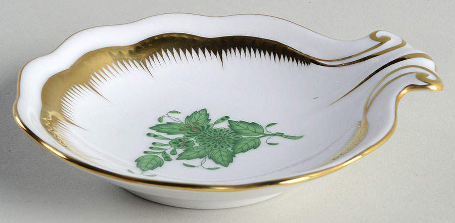 Chinese Bouquet Green (AV) Shell Shaped Bowl by Herend-1