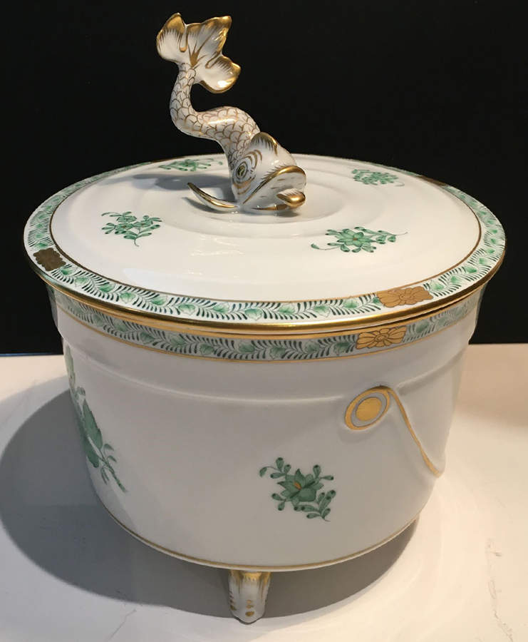 Chinese Bouquet Green (AV) Biscuit Box & Lid by Herend-1