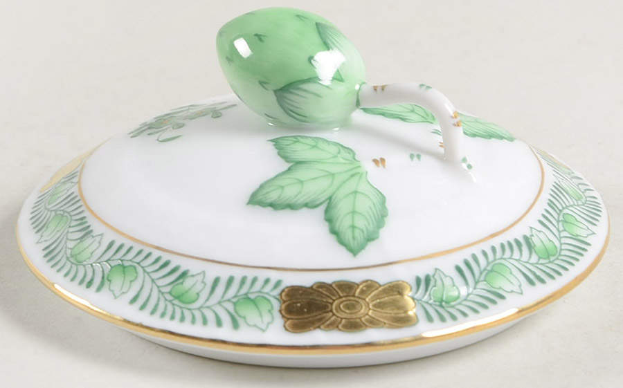 Chinese Bouquet Green (AV) Pot de Creme (2pc)-Lid Only by Herend-1