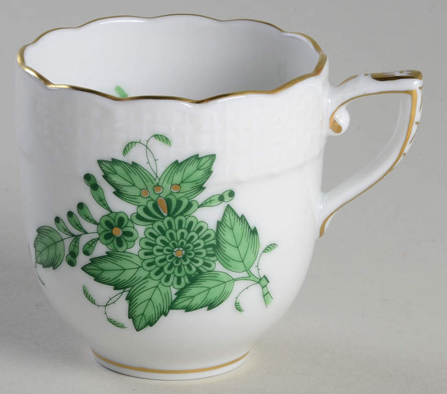 Chinese Bouquet Green (AV) Flat Demitasse Cup by Herend-1
