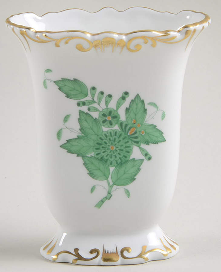 Chinese Bouquet Green (AV) 3" Oval Vase by Herend-1