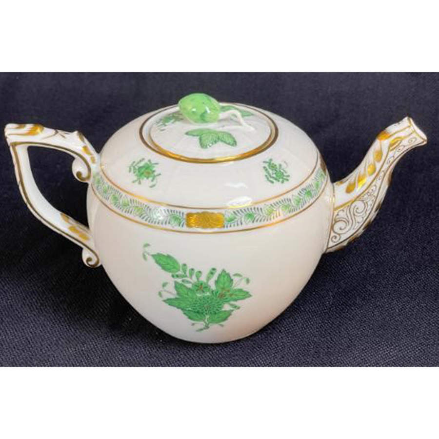 Chinese Bouquet Green (AV) Small Teapot & Lid by Herend-1