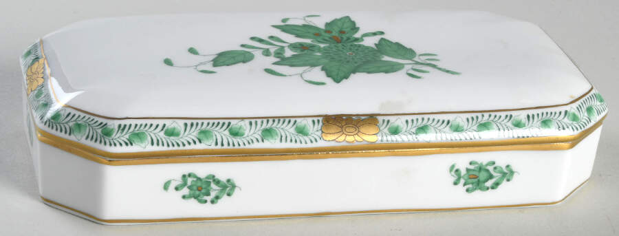 Chinese Bouquet Green (AV) Oblong Box & Lid by Herend-1