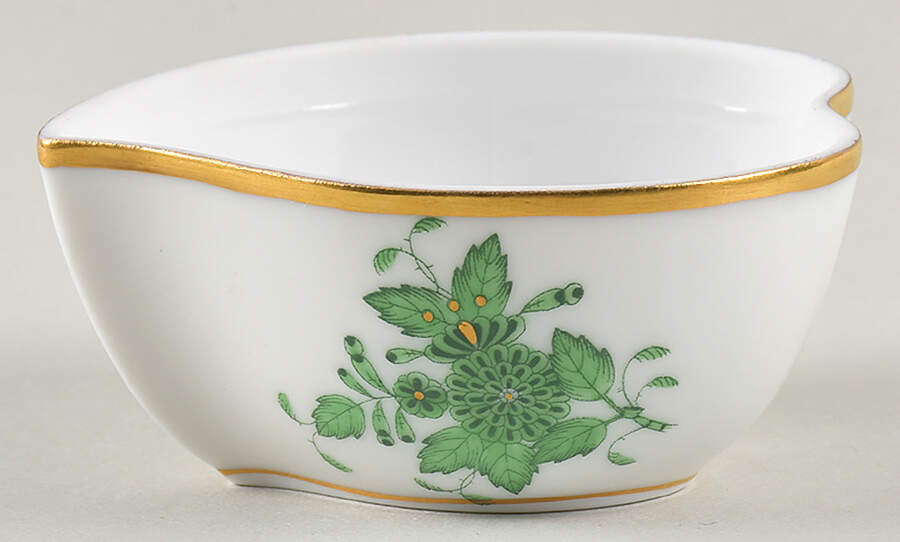 Chinese Bouquet Green (AV) 3" Heart Shape Box No Lid by Herend-1