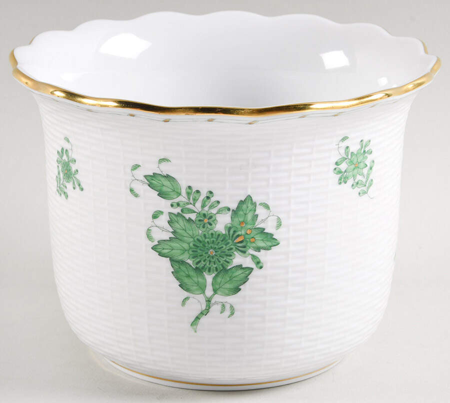 Chinese Bouquet Green (AV) Cachepot by Herend-1