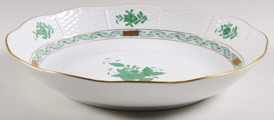 Chinese Bouquet Green (AV) 9" Round Vegetable Bowl by Herend-1