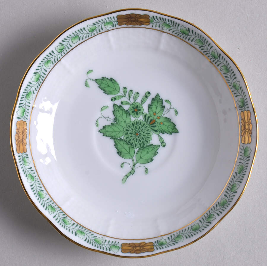 Chinese Bouquet Green (AV) Saucer for Flat Demitasse Cup by Herend-1