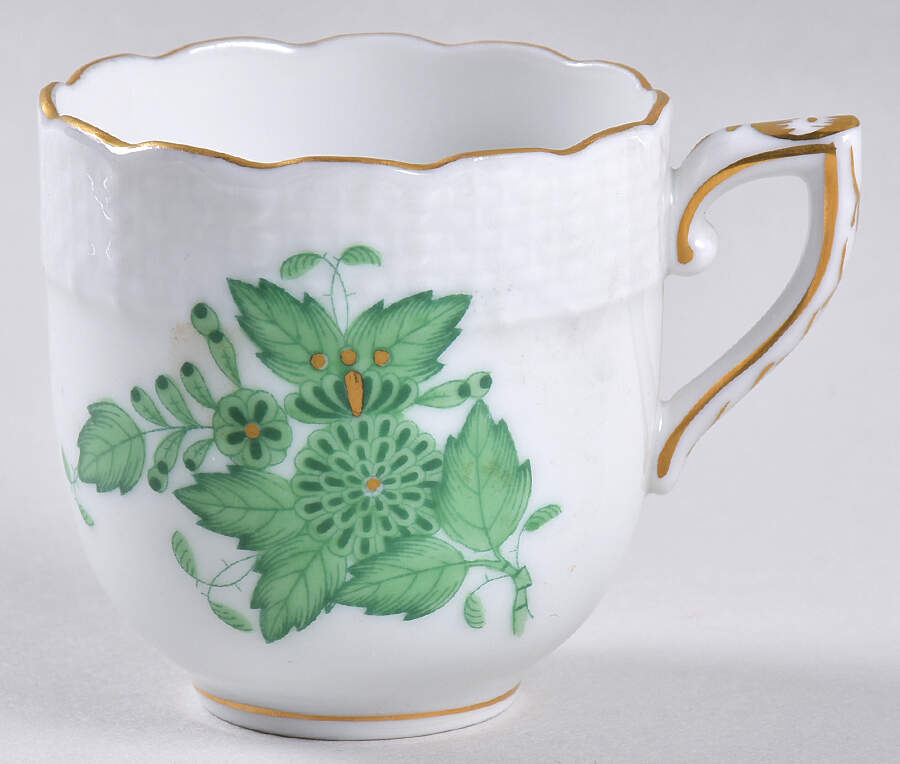Chinese Bouquet Green (AV) Flat Demitasse Cup by Herend-1