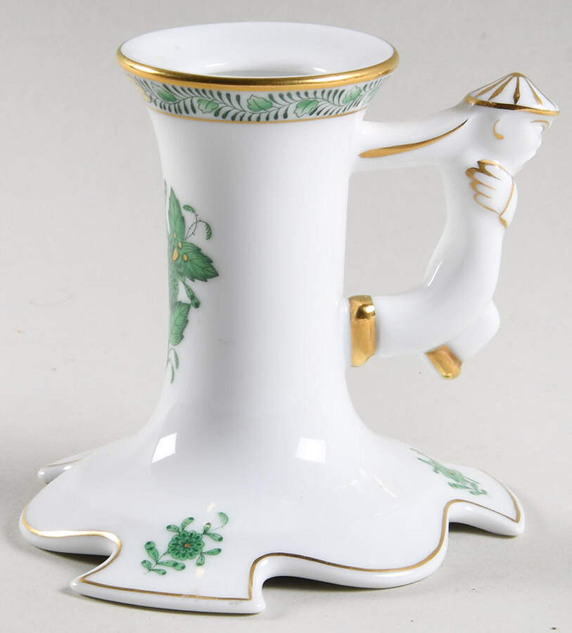 Chinese Bouquet Green (AV) 3" Candlestick by Herend-1