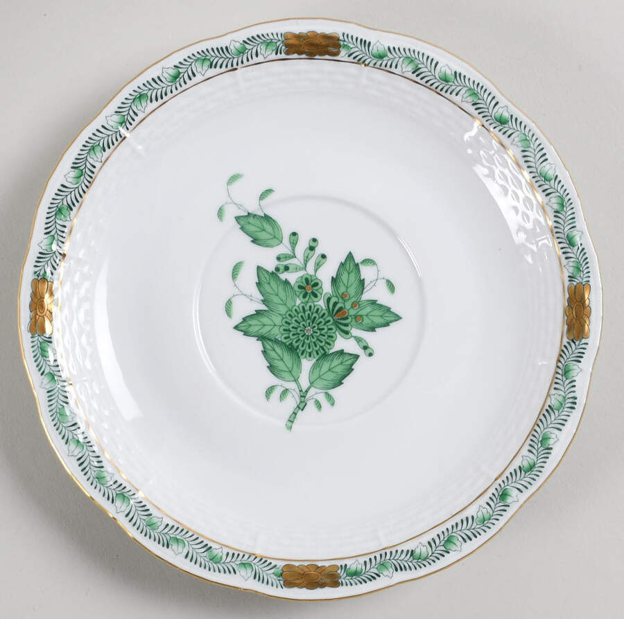 Chinese Bouquet Green (AV) Saucer for Footed Cream Soup Bowl by Herend-1