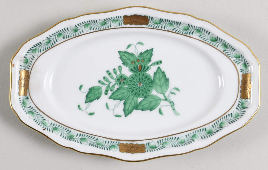 Chinese Bouquet Green (AV) Underplate for Mini Tureen by Herend-1