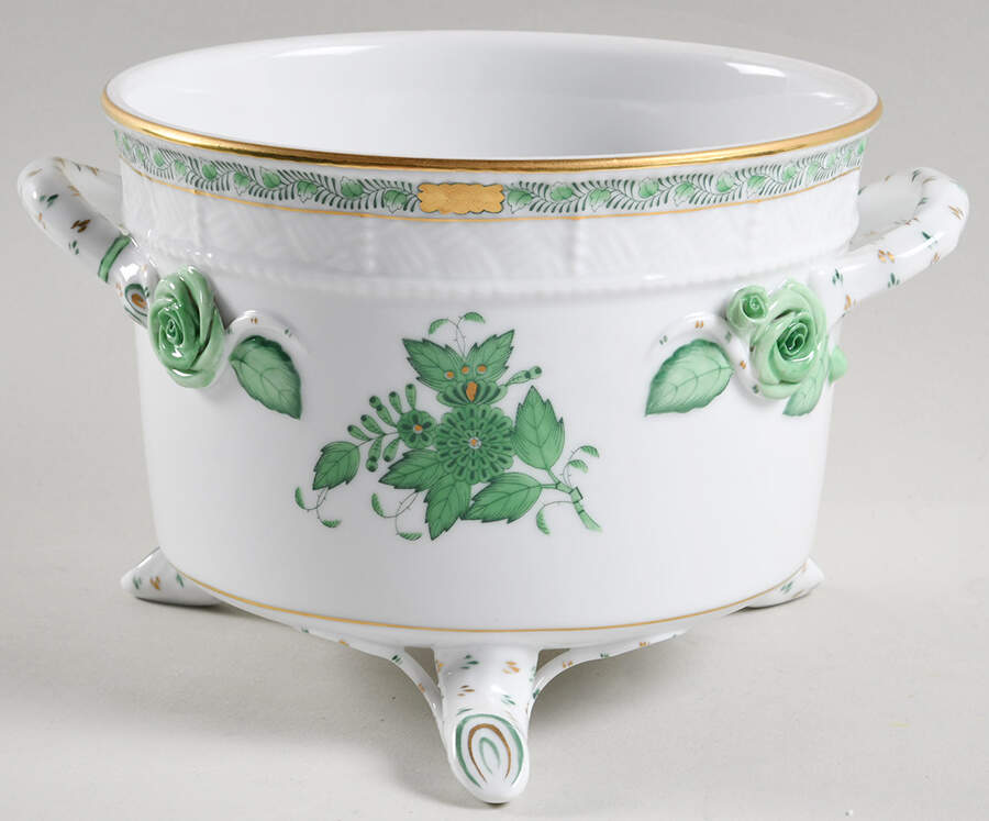 Chinese Bouquet Green (AV) Biscuit Box No Lid by Herend-1