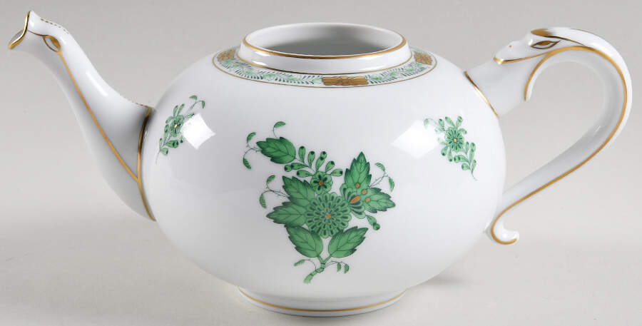 Chinese Bouquet Green (AV) Small Teapot No Lid by Herend-1